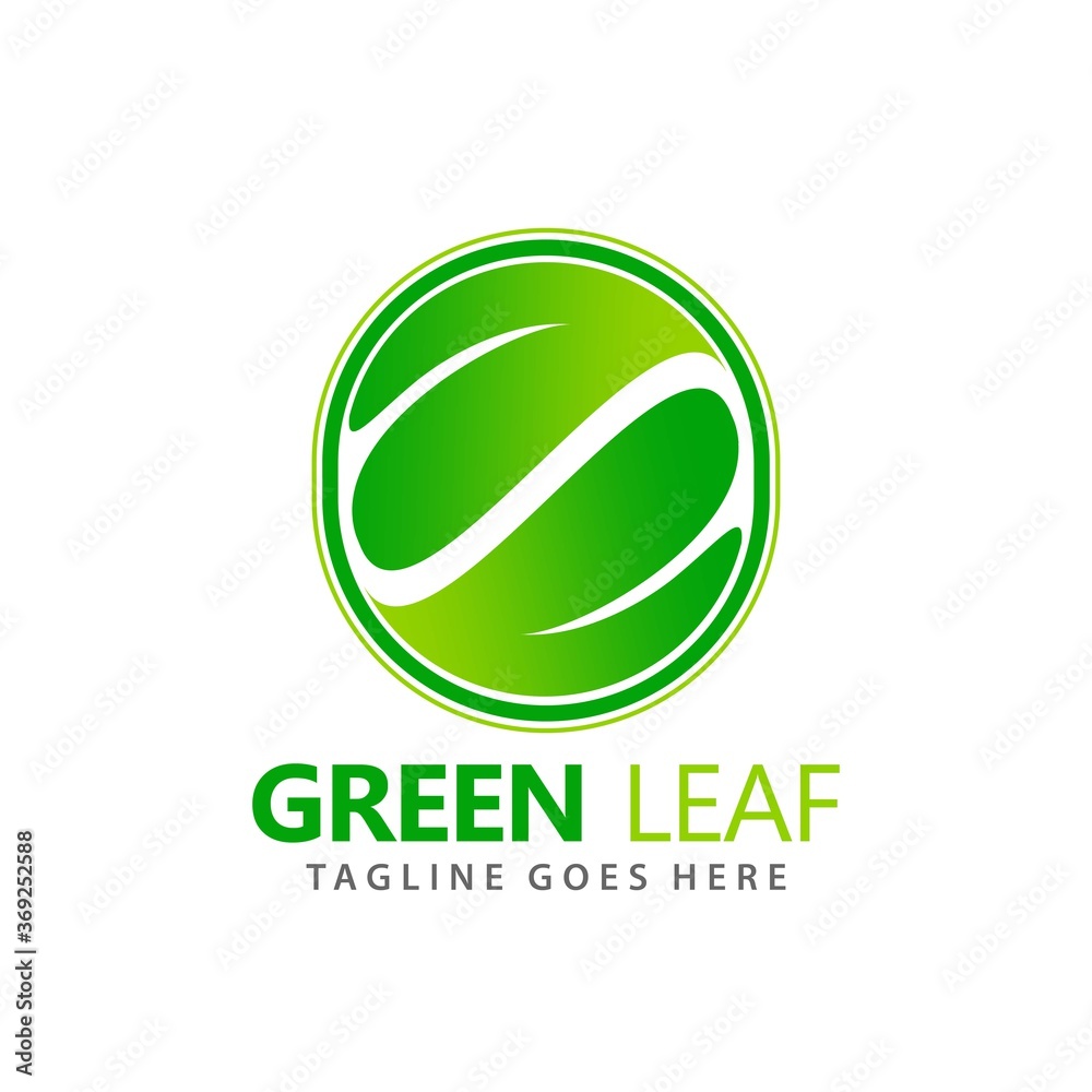 Abstract Circle Green Leaf Logos Design Vector Illustration Template