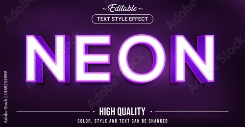 Editable text style effect - Neon theme style.