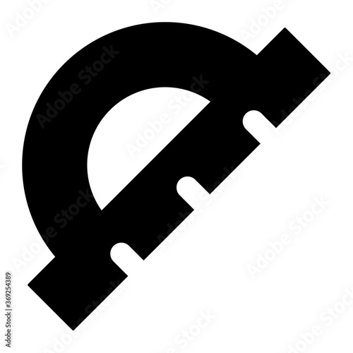 Protractor Ruler Glyph Icon Vector