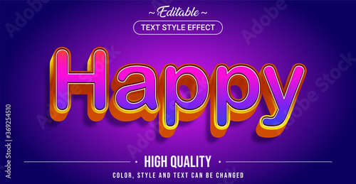 Editable text style effect - Happy theme style.