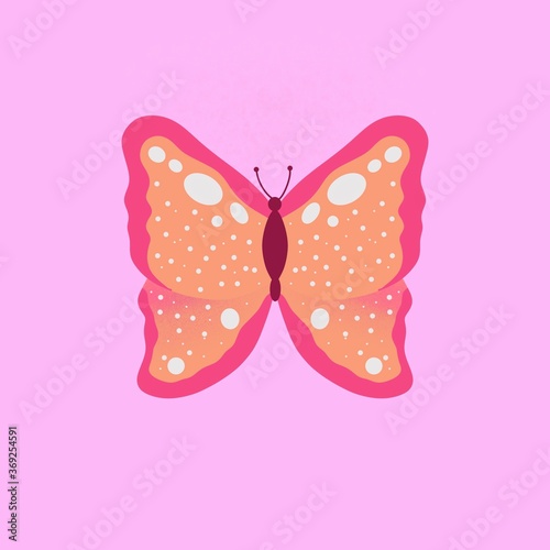 Butterfly with wings. Drawn insect. Colorful butterfly. BUTTERTRIA. Spring drawing. Appeal for children. Amazing world. Wildlife. Environment. Flora and fauna.