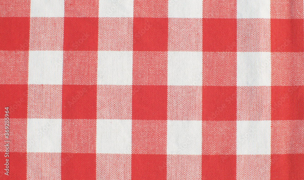 Red and white plaid cotton cloth