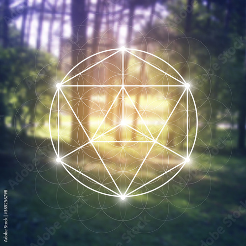Vászonkép Merkaba sacred geometry spiritual new age futuristic illustration with interlock
