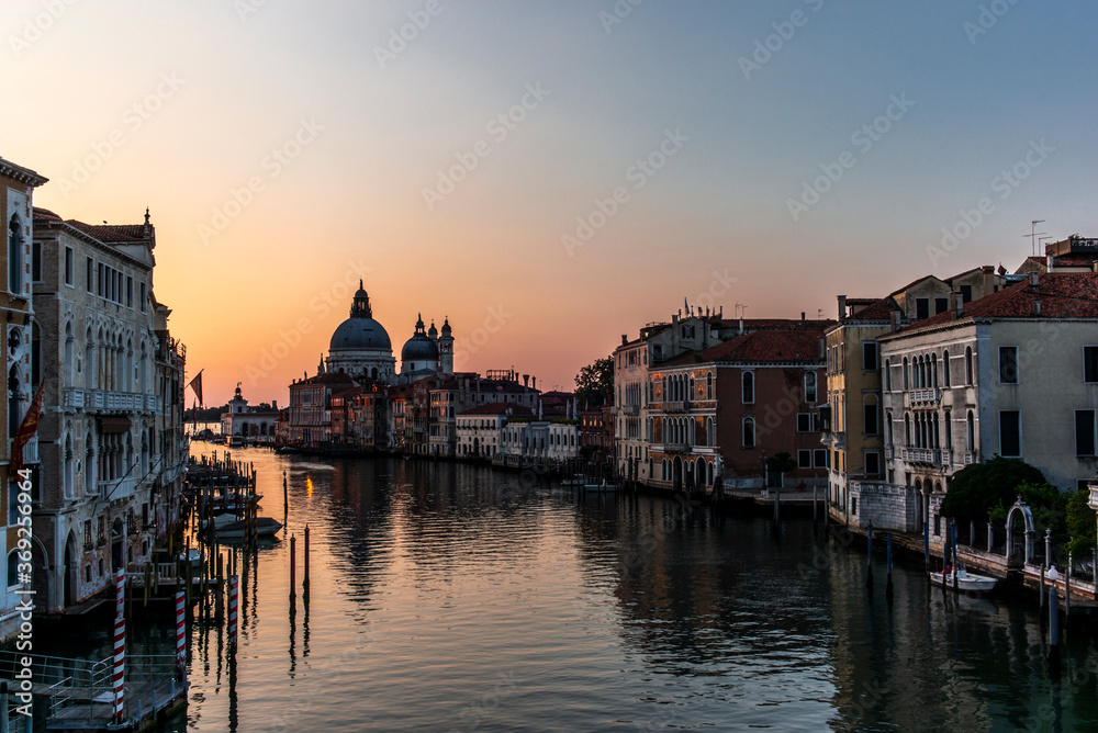 Long Exposure of the Canal Grande in Venice at sunrise in a quiet summer morning