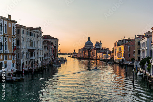 Long Exposure of the Canal Grande in Venice at sunrise in a quiet summer morning © gdefilip