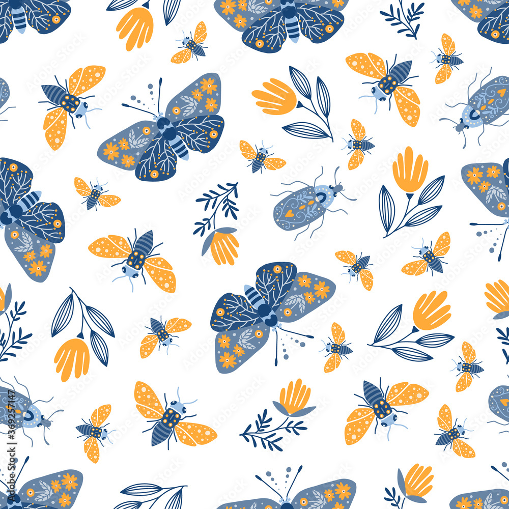 Seamless pattern background. Scandinavian and Folk art style Seamless pattern background. Scandinavian and Folk art style