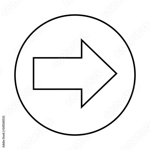 Right arrow in circle icon. Isolated on white. Continue icon. Next sign. East arrow.