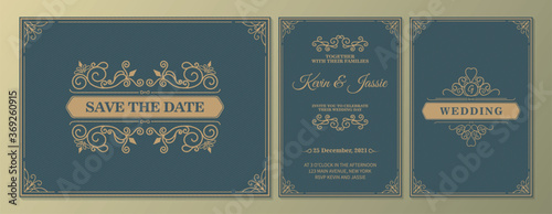 Luxury vintage golden vector invitation card template