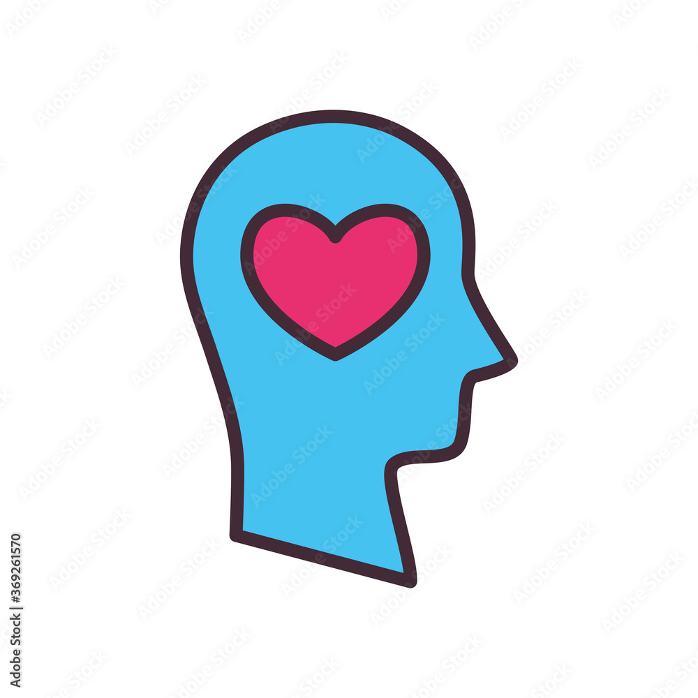 Obraz premium heart in volunteer head line and fill style icon vector design