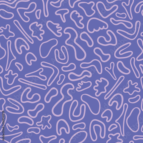 Organic abstract squiggle shapes. Seamless repeat pattern. Great for home decor, wrapping, fashion, scrapbooking, wallpaper, gift, kids, apparel.