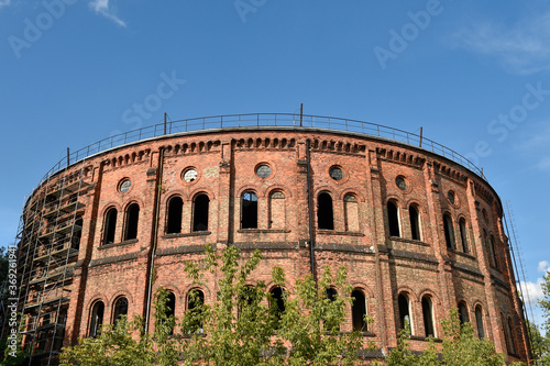 old abandoned gasworks building