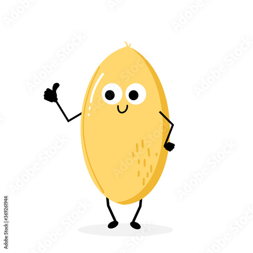 Cute cartoon rice with good thumbs up isolated on white background vector illustration.

