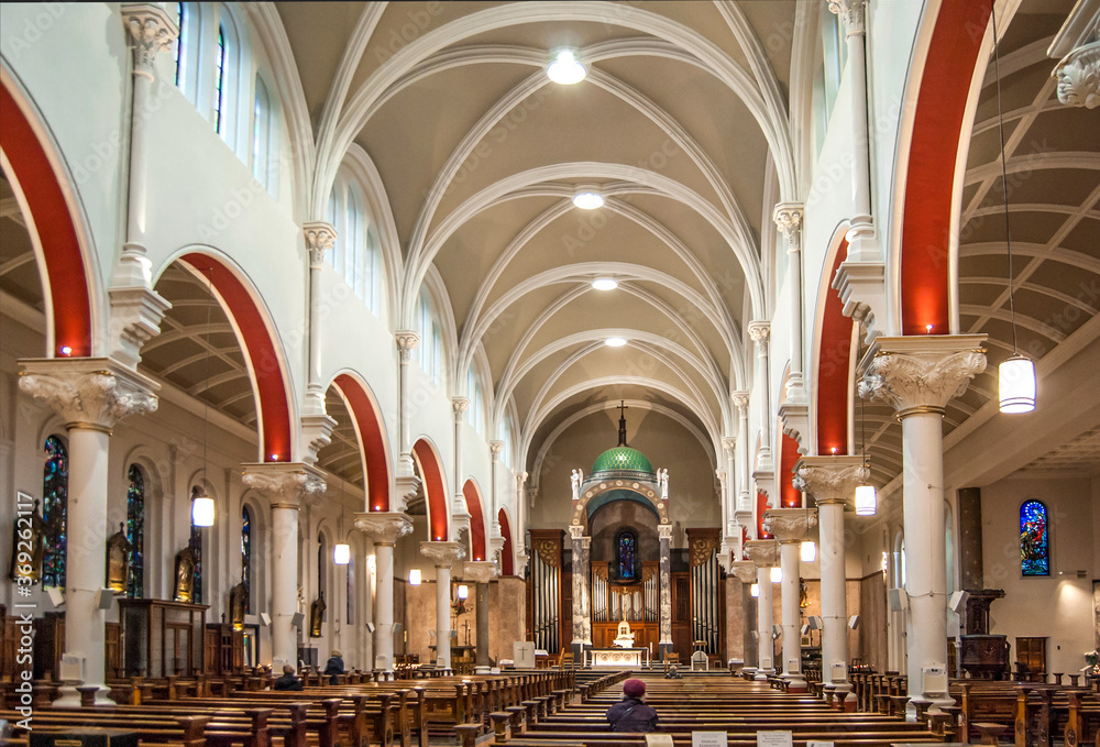 Main nave of Whitefriars Carmelite Church, shrine of St. Valentine, Aungier Street, Dublin, Ireland
