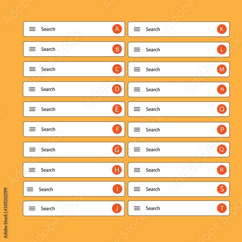 vector illustration search isolated on orange background. Search box template for email.