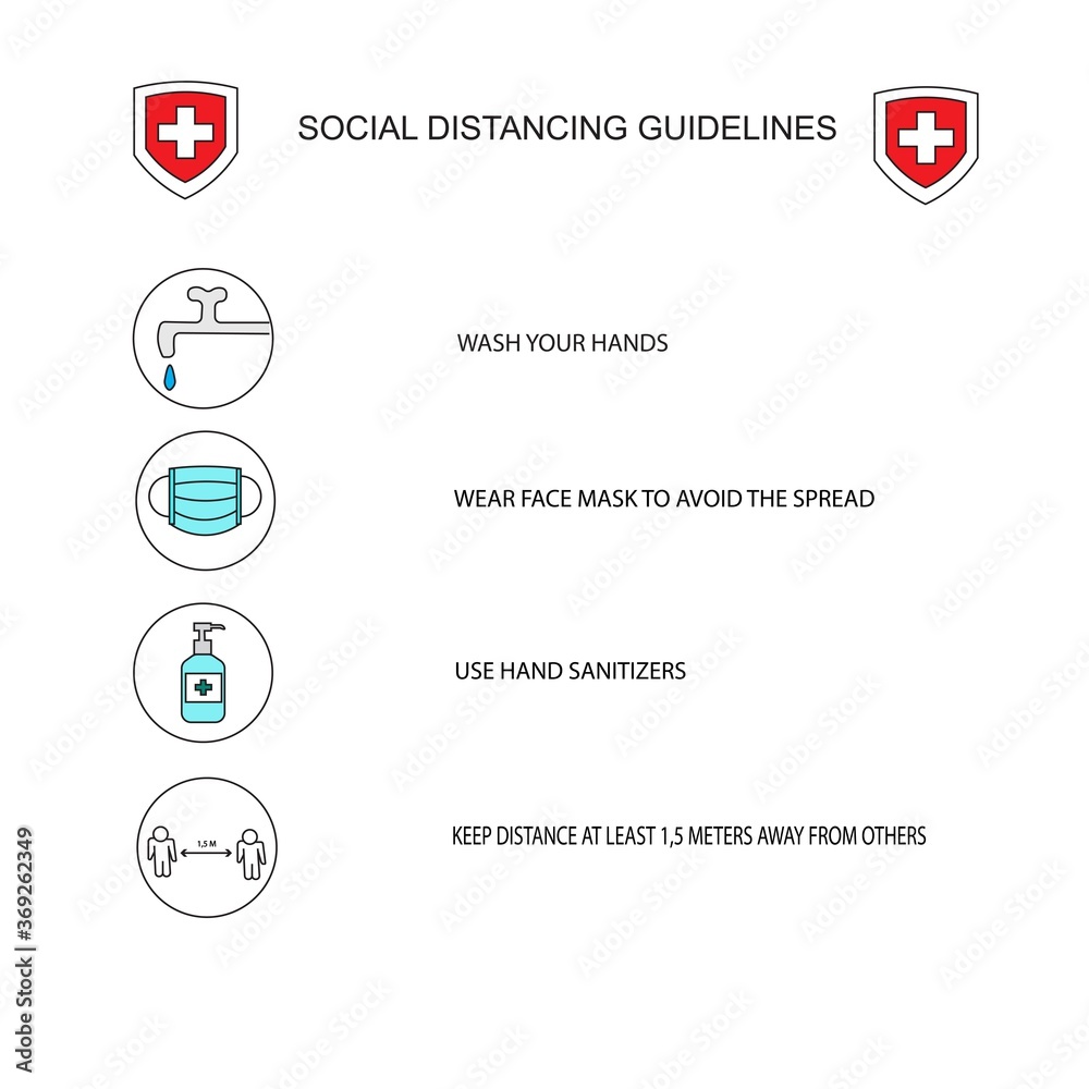 social distancing guidelines poster. vector illustration. Health protocol poster. social distancing guidelines poster. vector illustration. Health protocol poster.