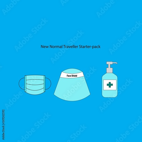 vector illustration new normal traveller starter pack
