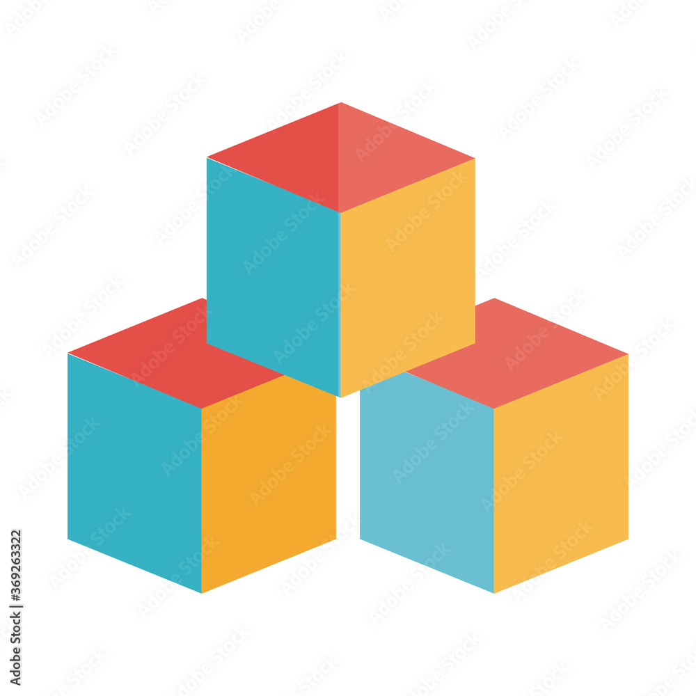 cartoon cubes construction toy object for small children to play, flat style icon cartoon cubes construction toy object for small children to play, flat style icon