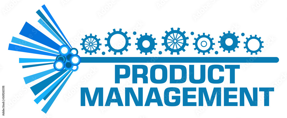 Product Management Gears Symbols Top Blue Graphics Text 