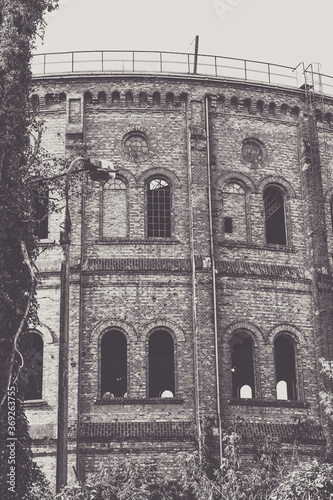 old abandoned gasworks building