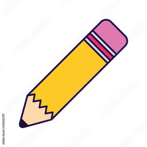 pencil yellow color school supply isolated icon