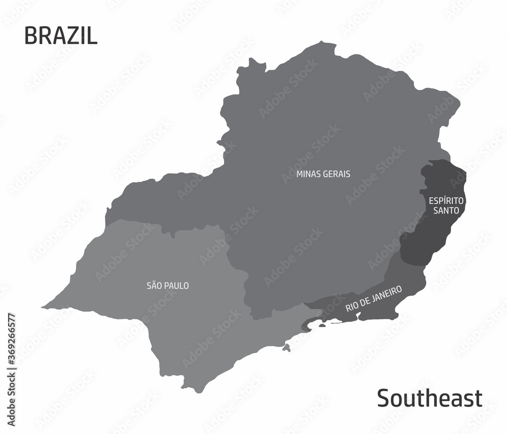 Brazil Southeast region map