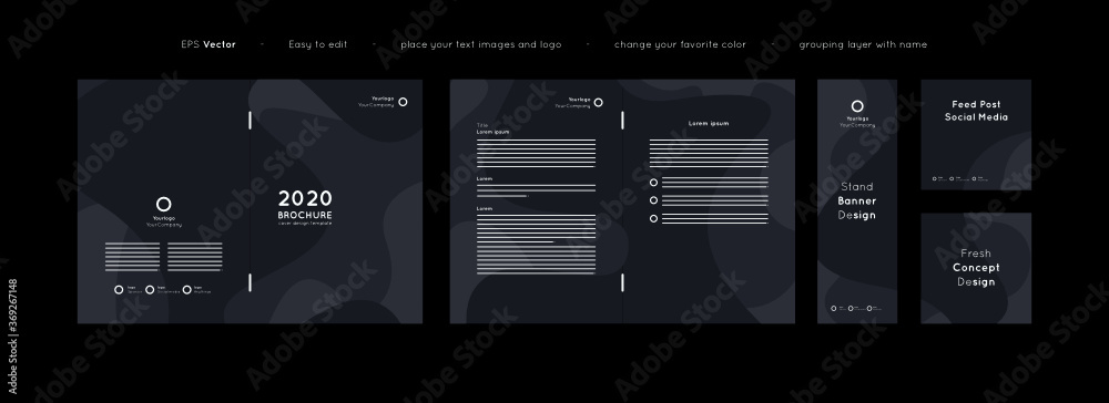 Set of modern layout template include leaflet, brochure, banner, and social media template for various purpose advertising. Vector Set of modern layout template include leaflet, brochure, banner, and social media template for various purpose advertising. Vector