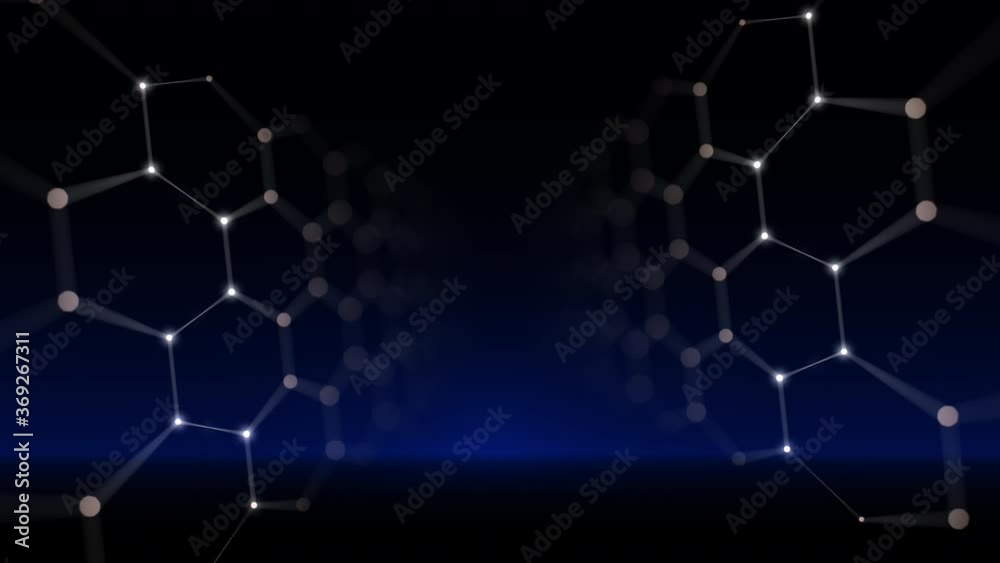 Abstract blue graphene structure, bokeh background infinite loop stock video