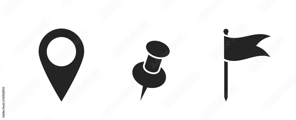 location pin icon set. map pin, destination and location signs location pin icon set. map pin, destination and location signs
