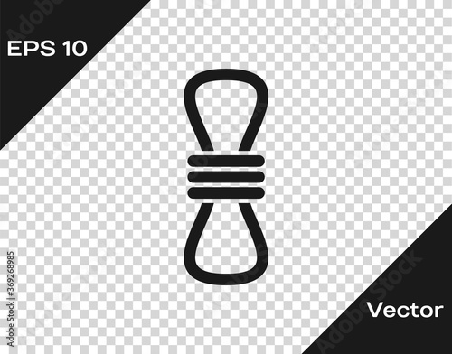 Black Climber rope icon isolated on transparent background. Extreme sport. Sport equipment. Vector Illustration.