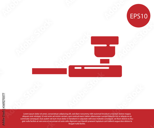 Red Smoking pipe with smoke icon isolated on white background. Tobacco pipe. Vector Illustration.