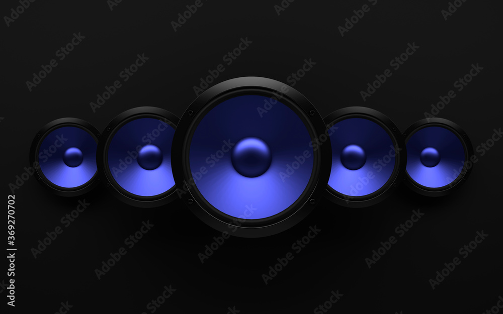 abstract sound speaker with dynamic bass waves - 3D Illustration abstract sound speaker with dynamic bass waves - 3D Illustration
