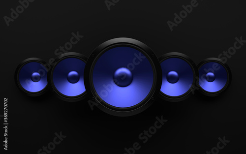 abstract sound speaker with dynamic bass waves - 3D Illustration