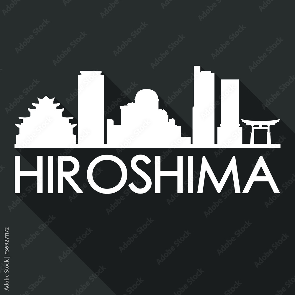 Hiroshima Flat Icon Skyline Silhouette Design City Vector Art Famous Buildings.
