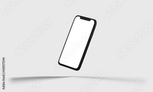 Phone Front View Slanted Left Floating in Mid Air Portrait Realistic