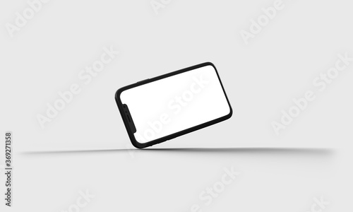 Phone Front View Slanted Left Top Corner Touching Ground Landscape Realistic