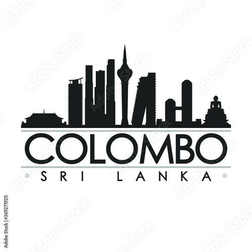 Colombo Sri Lanka Skyline Silhouette City. Cityscape Design Vector. Famous Monuments Tourism.