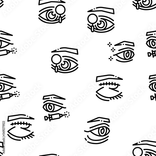 Eyelid Surgery Healthy Seamless Pattern Vector Thin Line. Illustrations