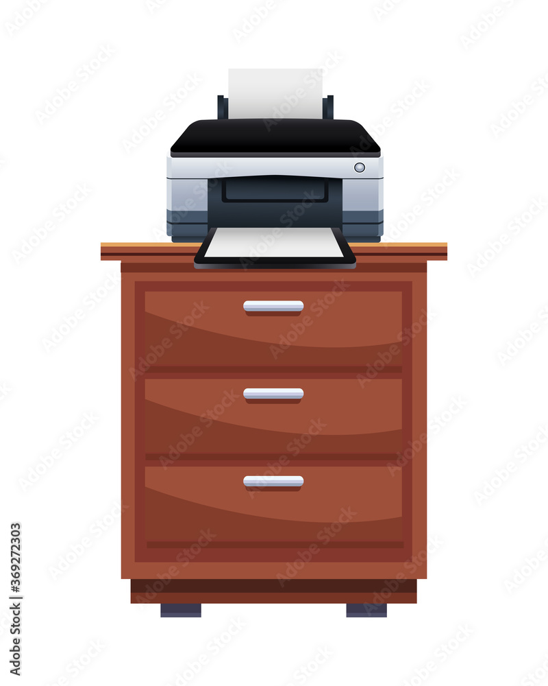 printer hardware machine device in wooden drawer printer hardware machine device in wooden drawer