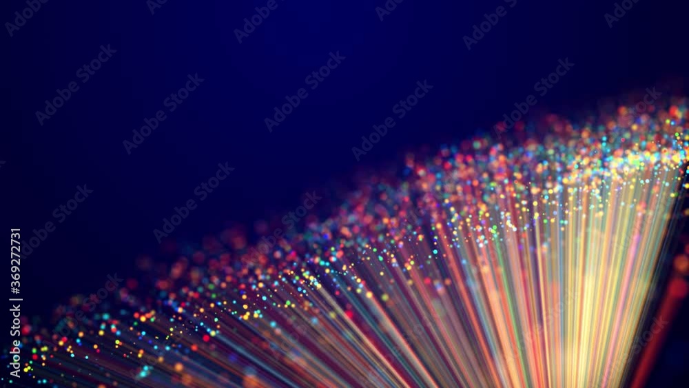 Magic multicolored sparkles of light with rays form flickering abstract simple structures like fiber optic or laser show with amazing bokeh for fantastic background in 4k. Luma matte as alpha channel