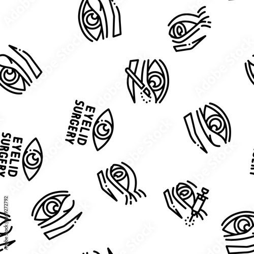 Eyelid Surgery Healthy Seamless Pattern Vector Thin Line. Illustrations