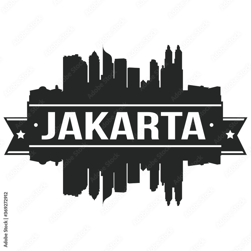 Jakarta Skyline Stamp Silhouette Vector City Design landmark. Jakarta Skyline Stamp Silhouette Vector City Design landmark.