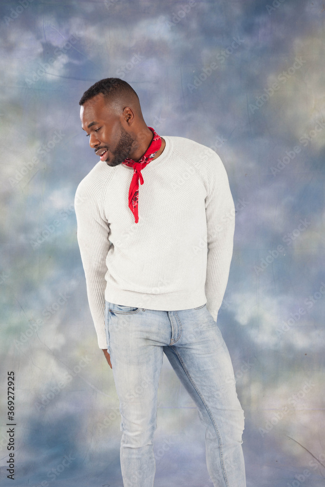 Handsome Black man looking thoughtful Handsome Black man looking thoughtful