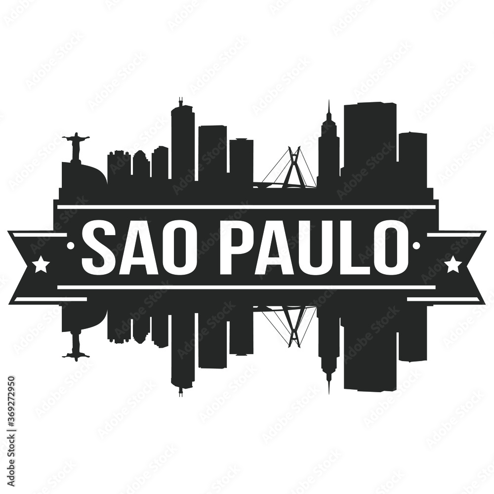 Sao Paulo Skyline Silhouette City Vector Design Art landmark.