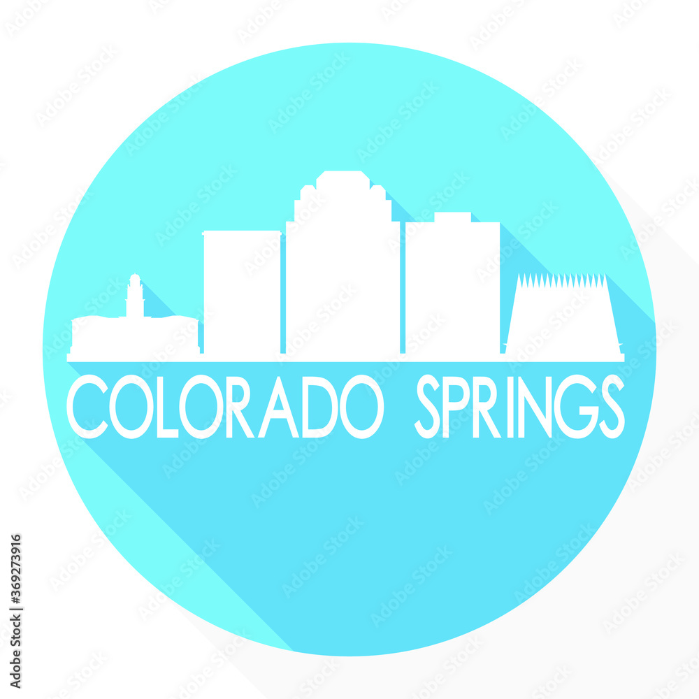 Colorado Springs USA Flat Icon Skyline Silhouette Design City Vector Art Famous Buildings.
