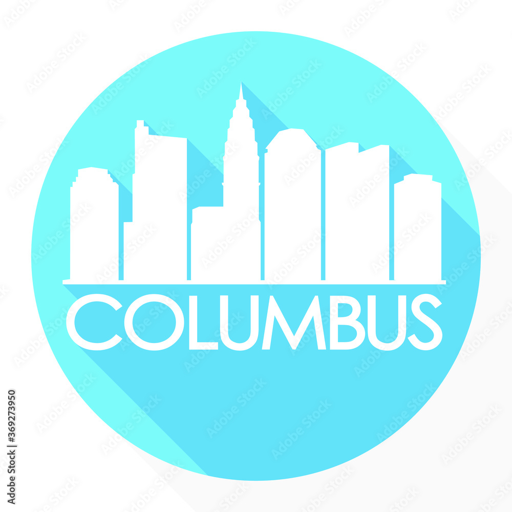 Columbus Ohio USA Flat Icon Skyline Silhouette Design City Vector Art Famous Buildings.