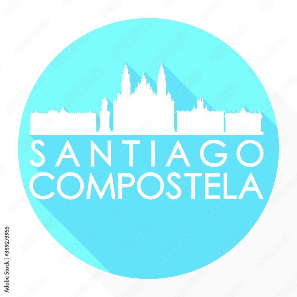 Santiago de Compostela Spain Flat Icon Skyline Silhouette Design City Vector Art.