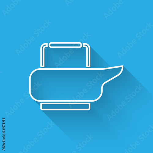 White line Bedpan icon isolated with long shadow. Toilet for bedridden patients. Vector Illustration.
