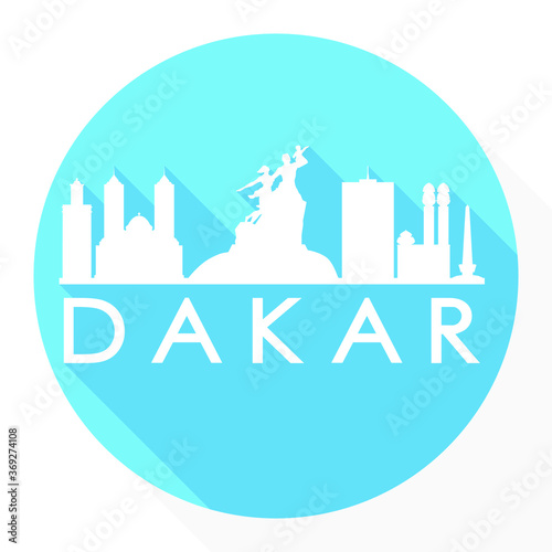 Dakar, Senegal Flat Icon. Skyline Silhouette Design. City Vector Art Famous Buildings.