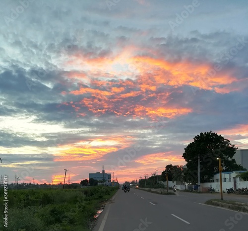 sunset in the city