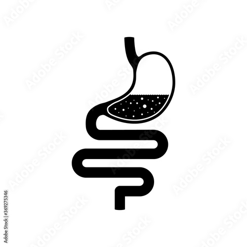 Stomach black silhouette vector icon. Internal human organ outline illustration isolated on white background.